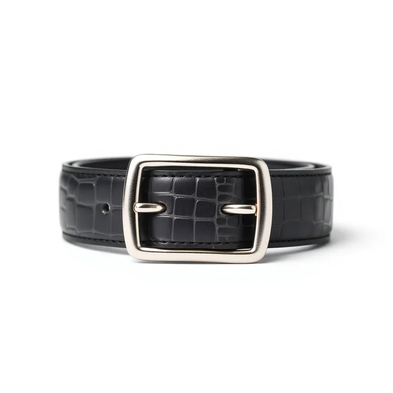 Cinto Croco Fivela Prata