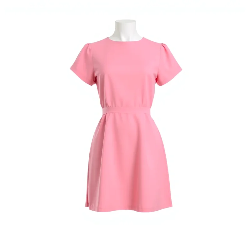 Vestido Curto Acinturado Rosa