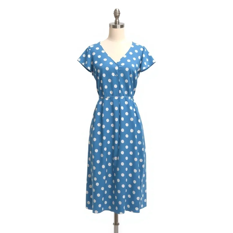 Vestido Retro Bolinhas Azul